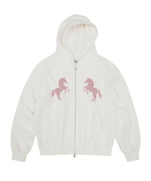 horse hood zip up (white)