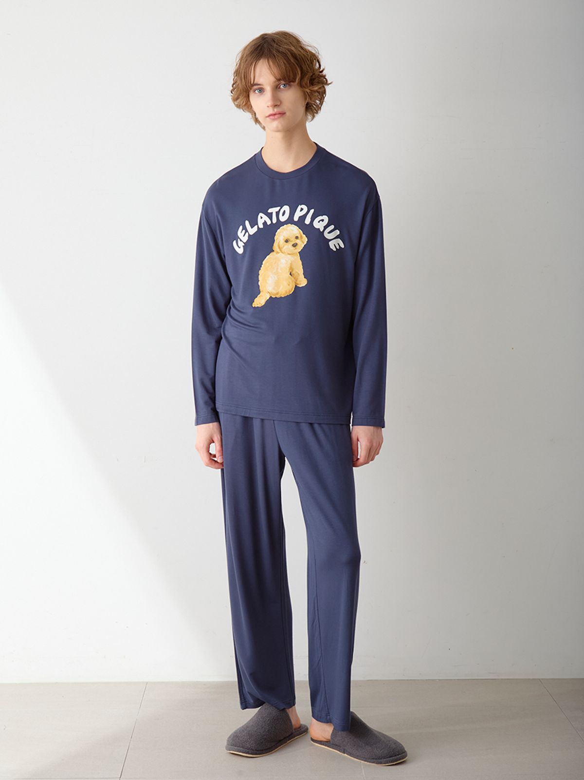 젤라또 피케(GELATO PIQUE) [HOMME] DOG 원 포인트 프린트 롱 티셔츠 PHCT255946