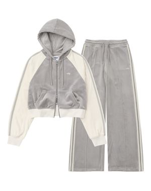 우먼스 벨로아 후디 트랙 세트 그레이