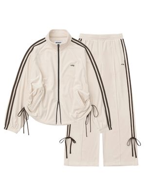 우먼스 벨로아 리본 트랙 세트 라이트베이지