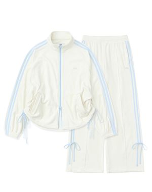 우먼스 벨로아 리본 트랙 세트 크림