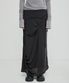 Asymmetrical Draped Long Skirt (FL-263_Black)