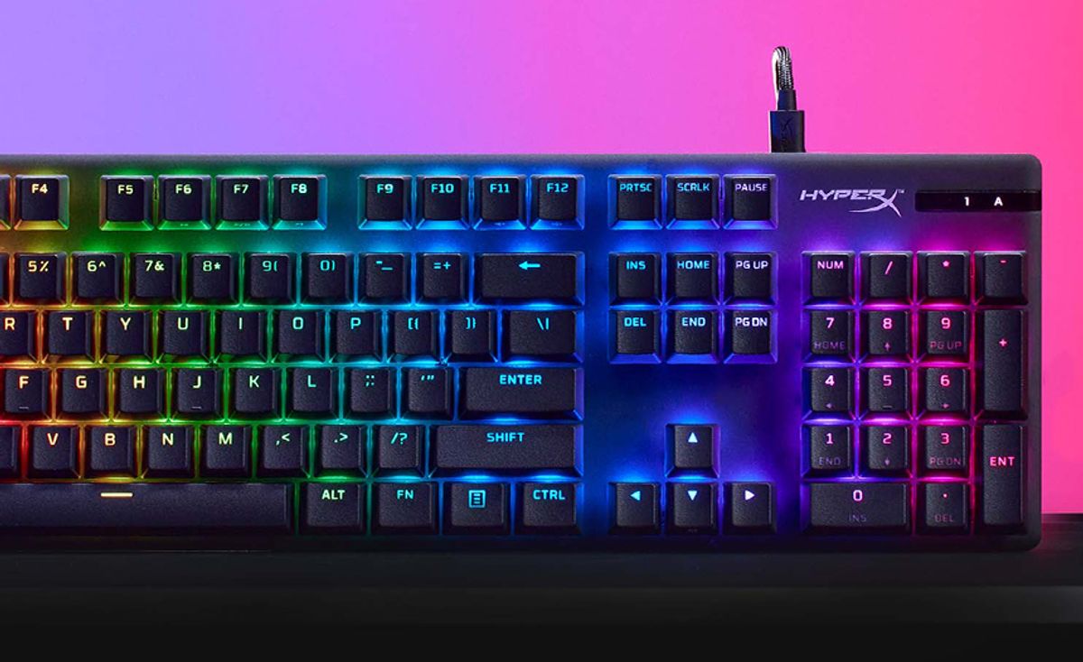 하이퍼엑스(HYPERX) 알로이 오리진 PBT 청축 영문 유선 게이밍 키보드