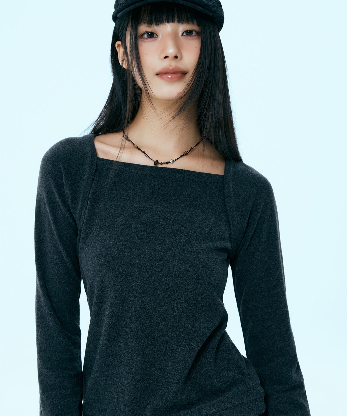 미쏘(MIXXO) 스퀘어넥 볼레로 티셔츠_MIWLWG209A