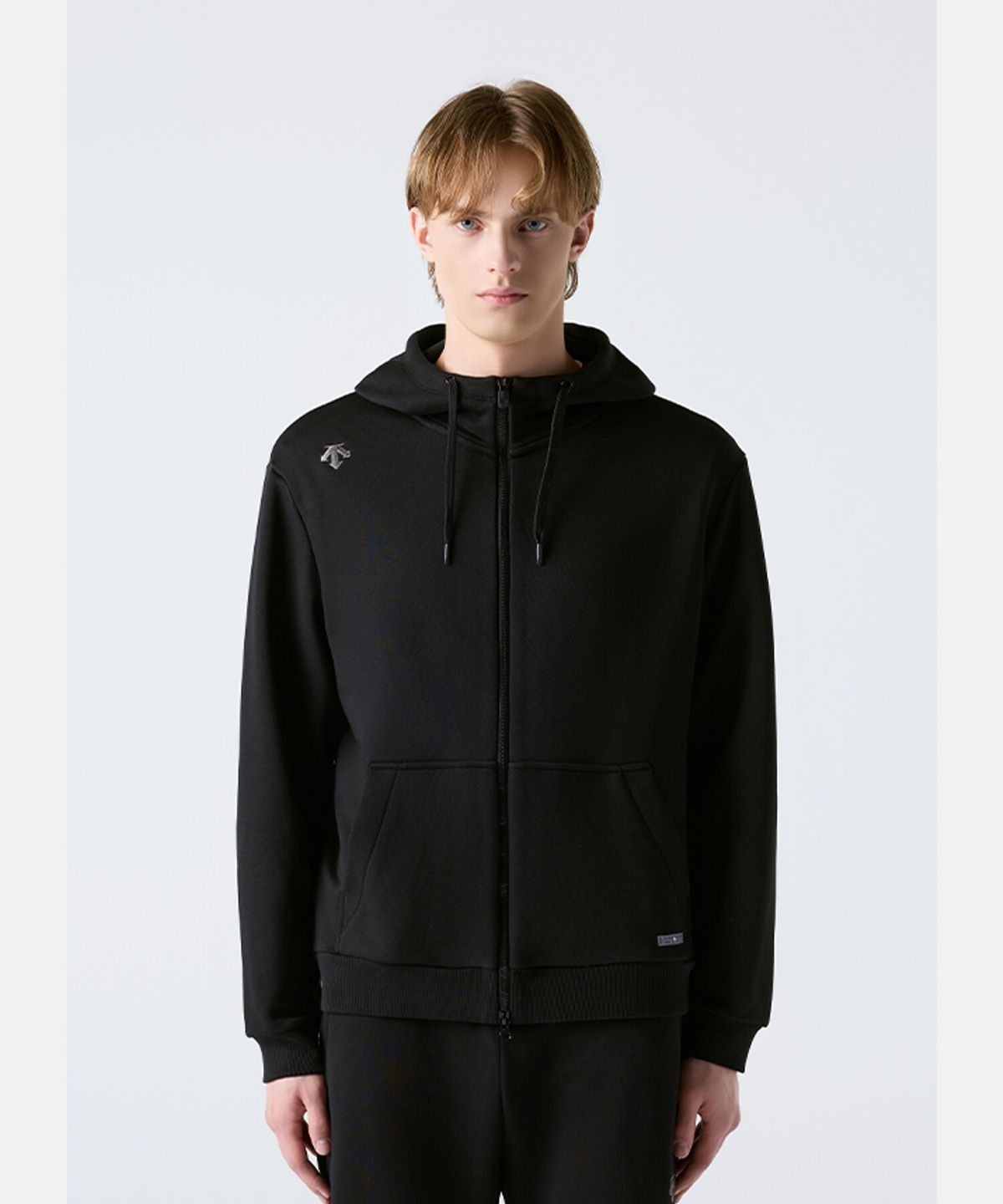 데상트(DESCENTE) 스포츠테리 오버핏 후드 집업 자켓 블랙 SR123UFT11