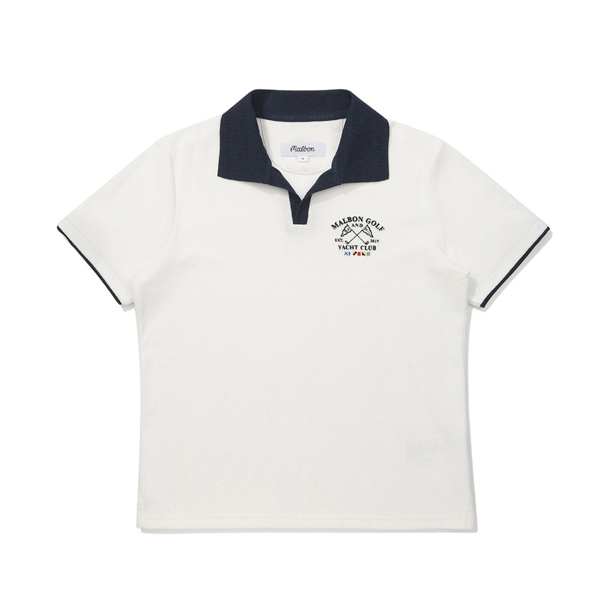 말본 골프(MALBON GOLF) 배색 오픈 카라 티셔츠 OFF WHITE (WOMAN)