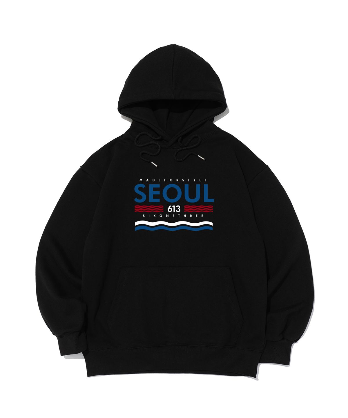613서울(613SEOUL) (빅사이즈) 613 시그니처 후드 티셔츠 (블랙)