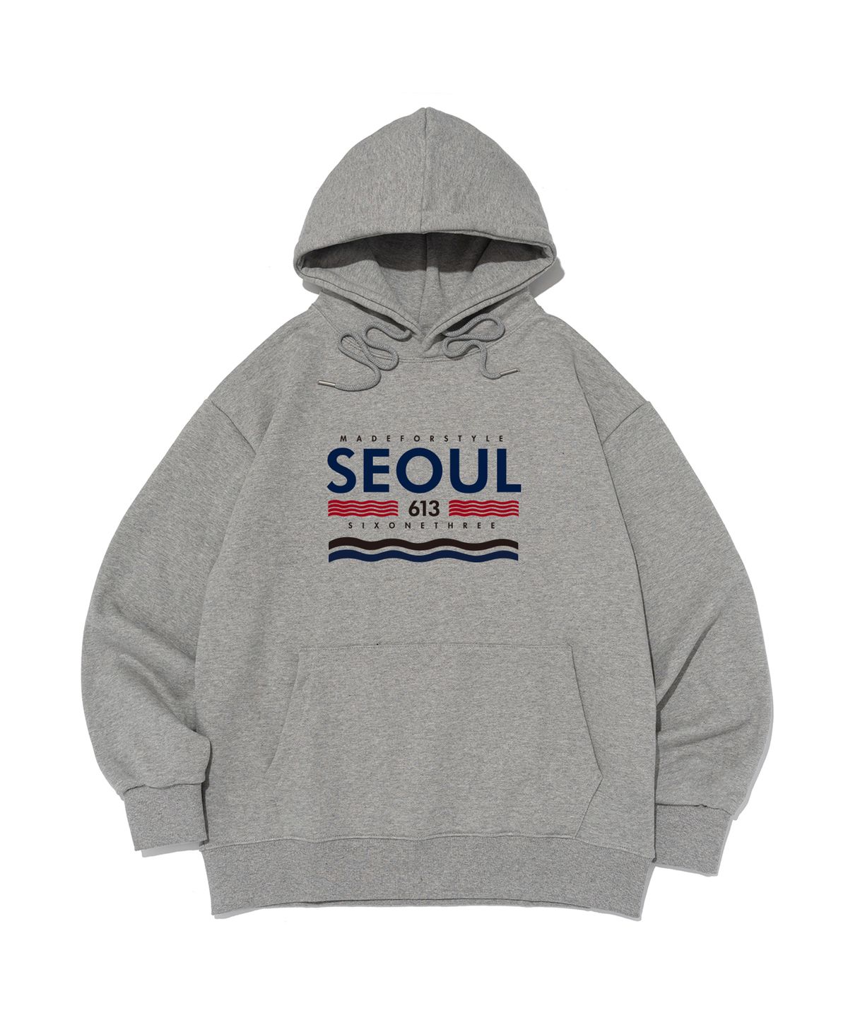 613서울(613SEOUL) (빅사이즈) 613 시그니처 후드 티셔츠 (그레이)