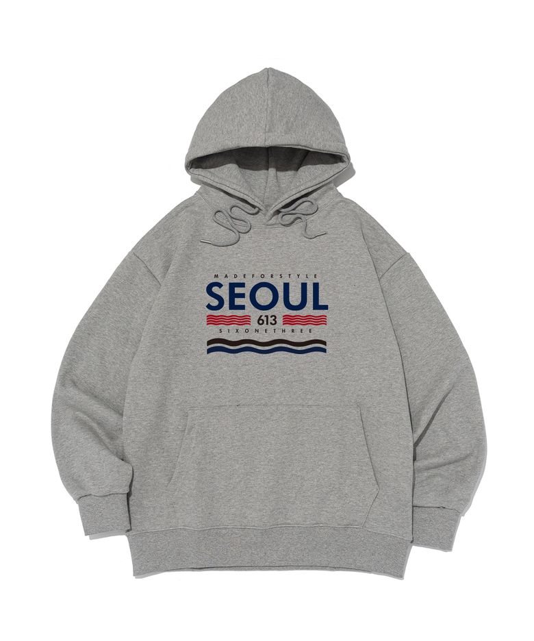 (빅사이즈) 613 시그니처 후드 티셔츠 (그레이)