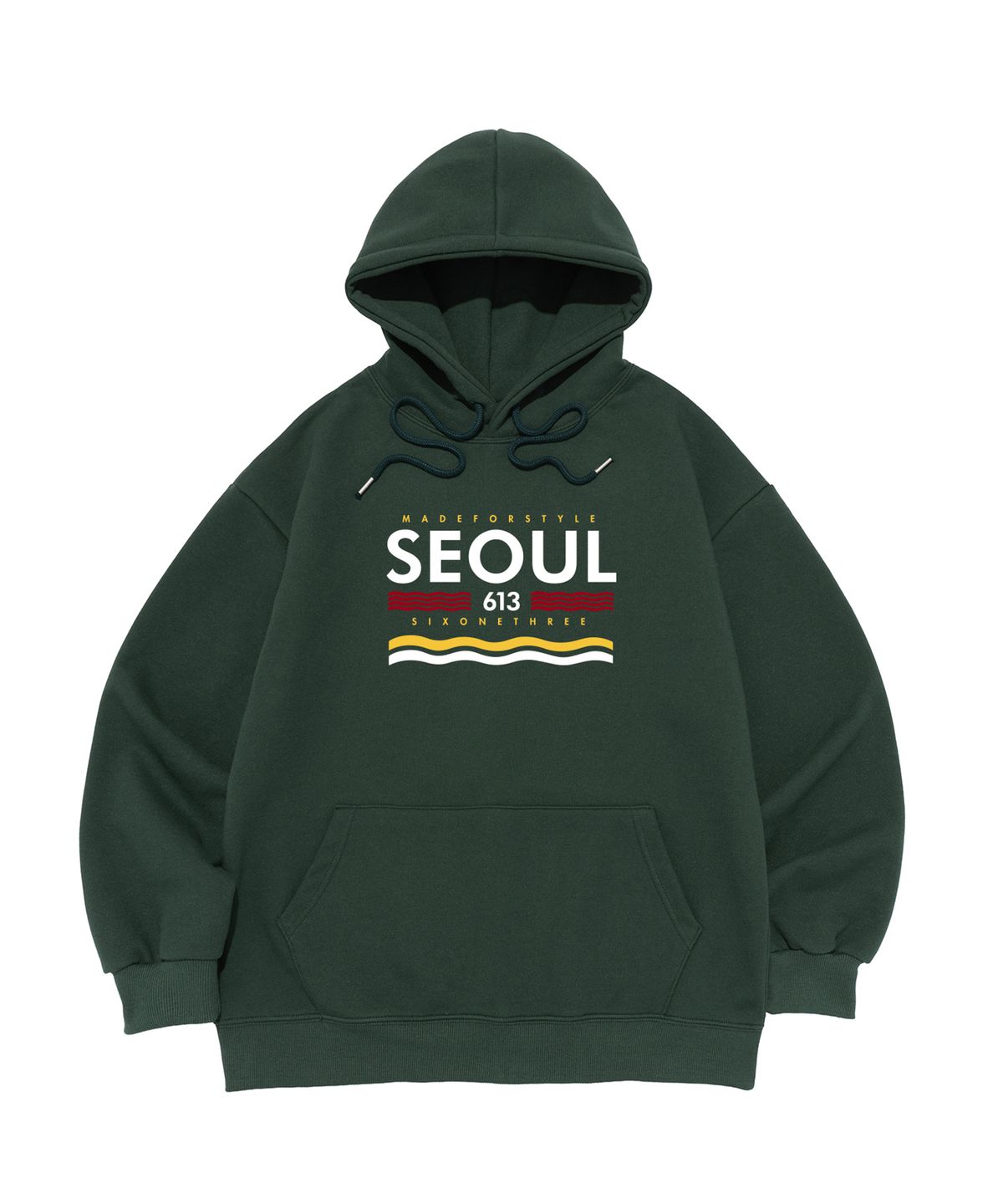 613서울(613SEOUL) (빅사이즈) 613 시그니처 후드 티셔츠 (그린)