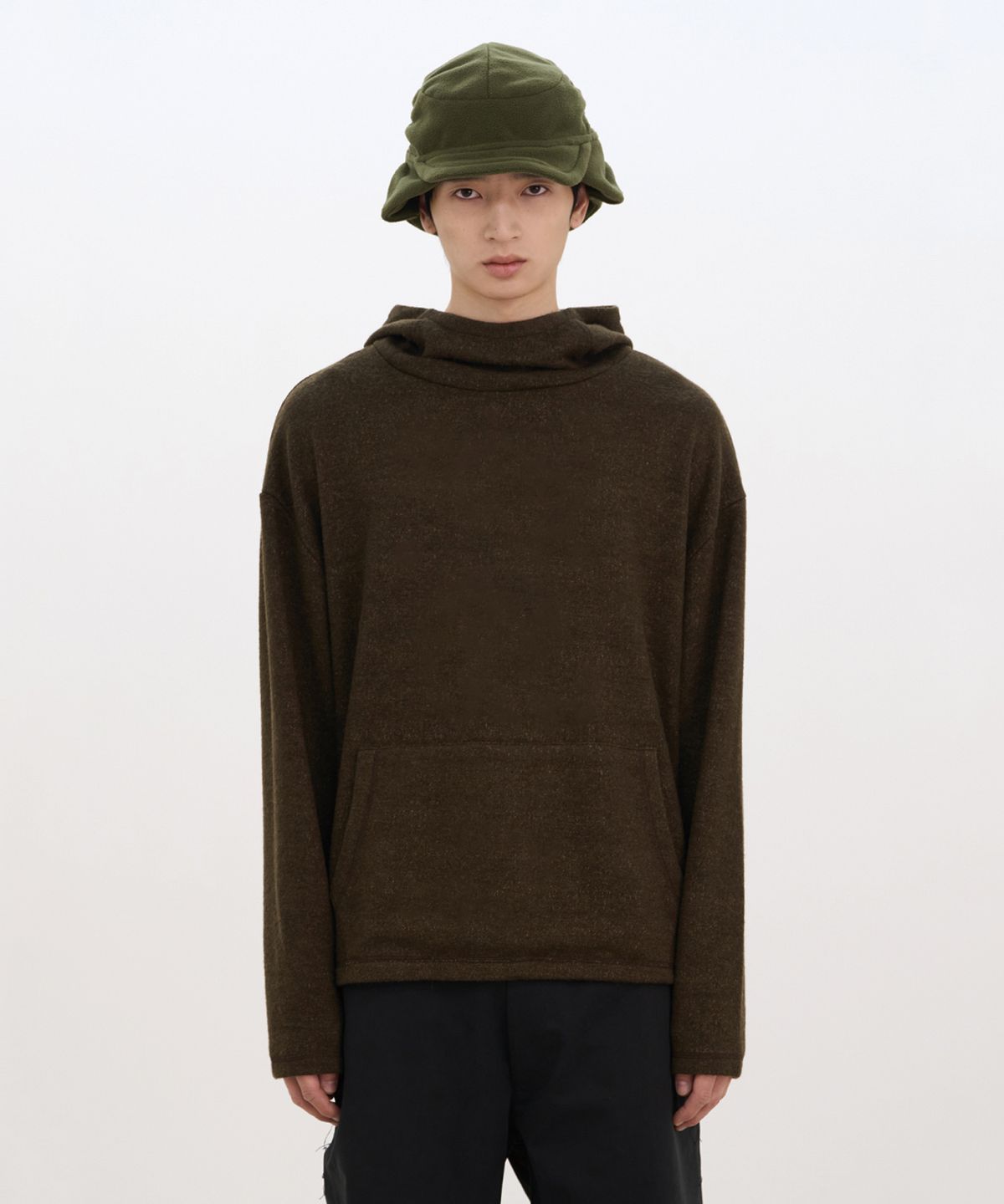 카사카사(KASAKASA) Wool Boucle Hoodie Brown