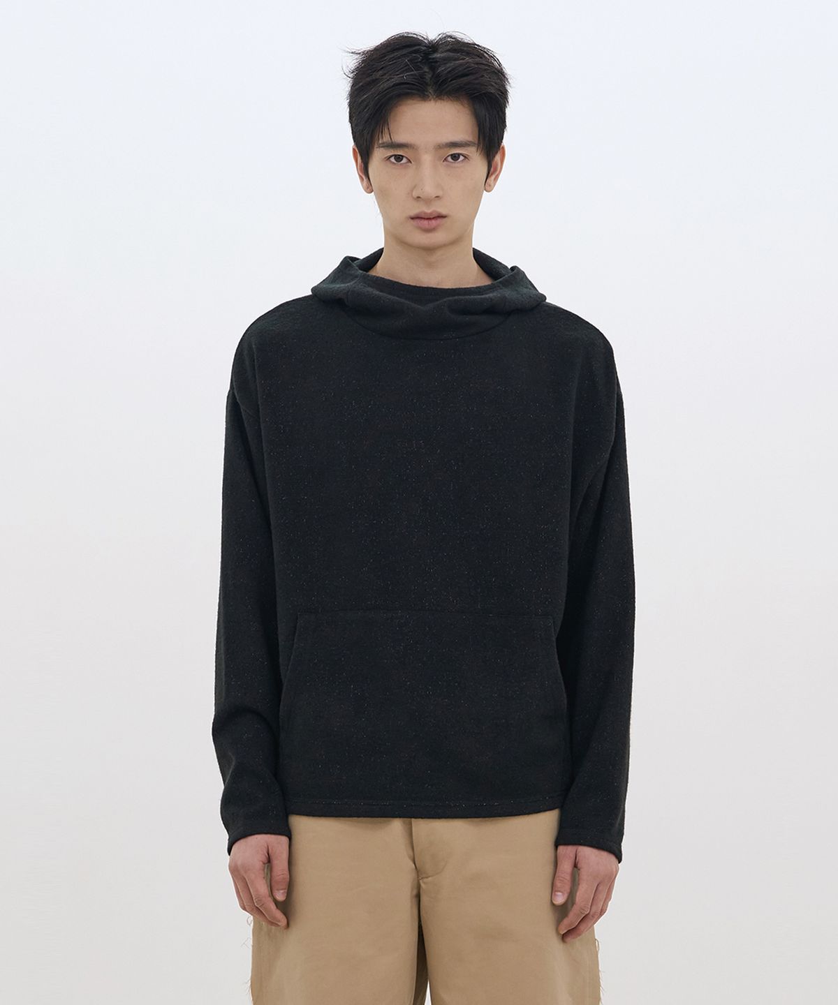 카사카사(KASAKASA) Wool Boucle Hoodie Black