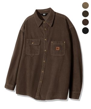 레더 패치 코듀로이  워크 셔츠_4color