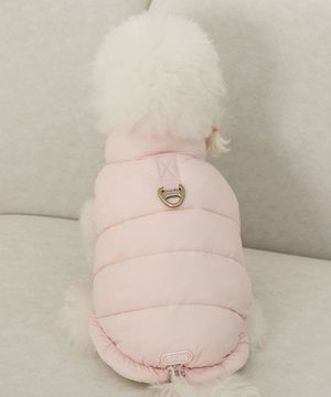 강아지 패딩 하네스옷 스노우팝 슈거핑크