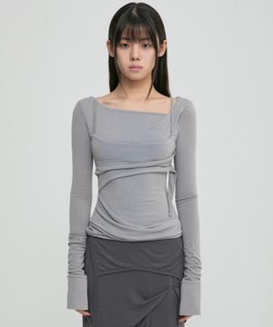 Layered Bustier Long Sleeve (FL-105_Gray)