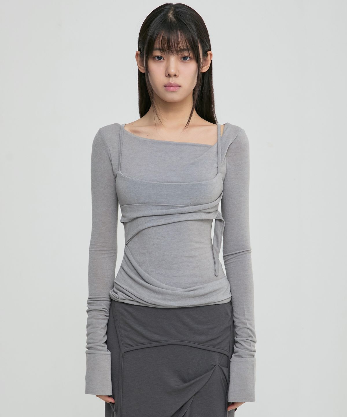 플레어업(FLAREUP) Layered Bustier Long Sleeve (FL-105_Gray)