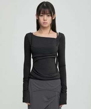 Layered Bustier Long Sleeve (FL-105_Black)
