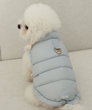 강아지 패딩 하네스옷 스노우팝 코튼블루
