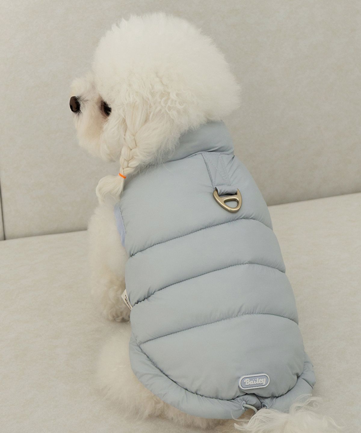 베일리(BAILEY) 강아지 패딩 하네스옷 스노우팝 코튼블루