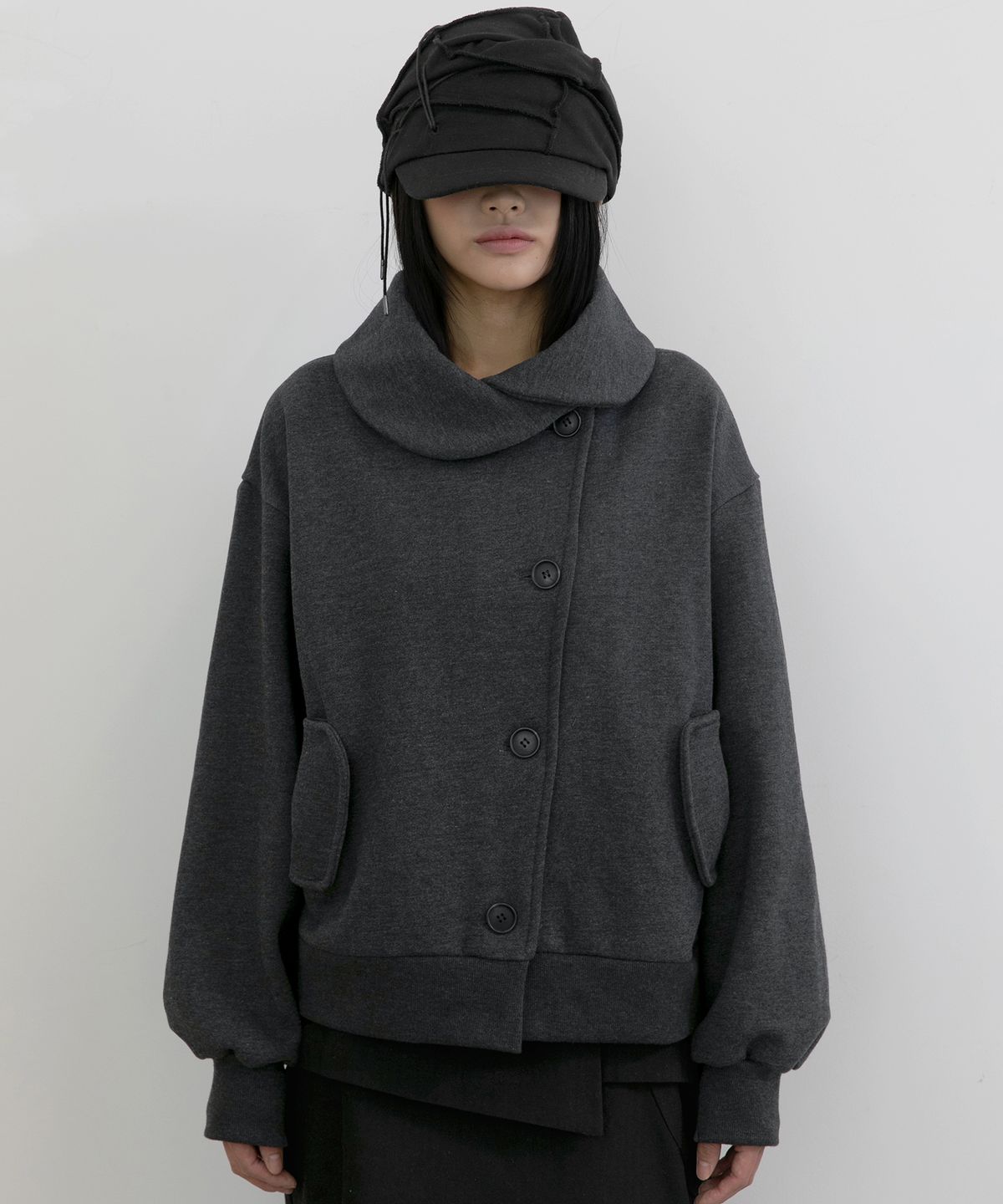 플레어업(FLAREUP) Asymmetrical Layered Jacket (FL-102_Charcoal)