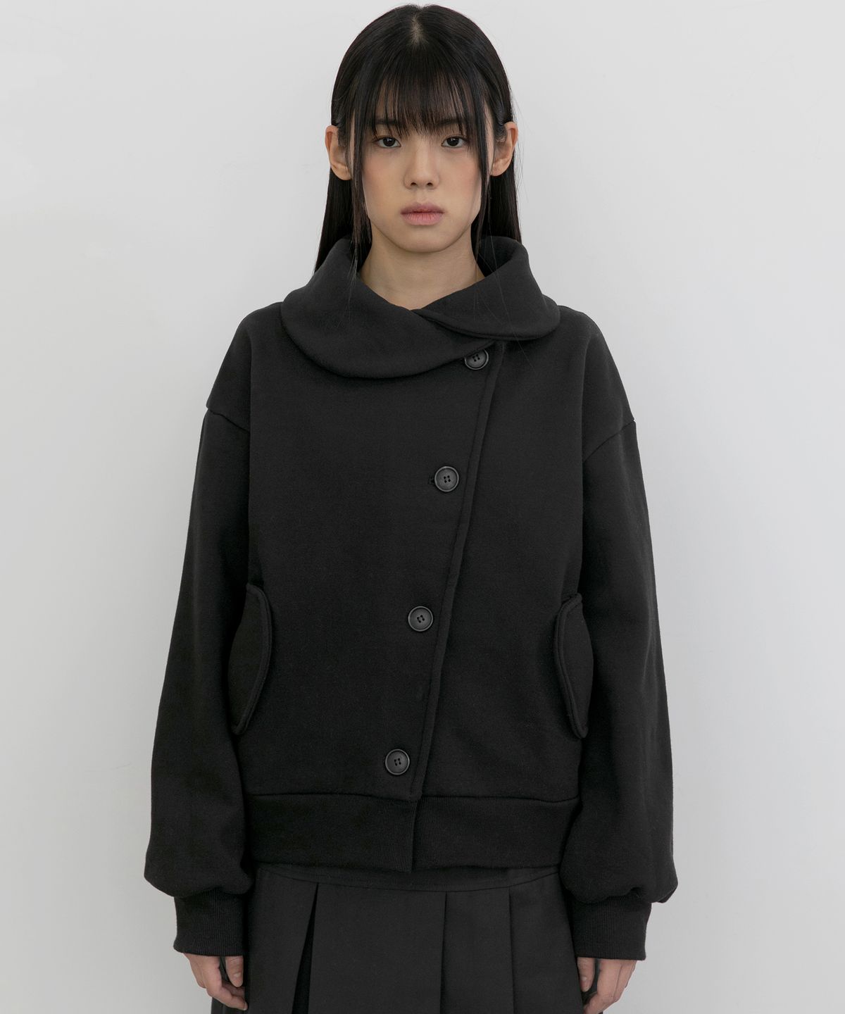 플레어업(FLAREUP) Asymmetrical Layered Jacket (FL-102_Black)