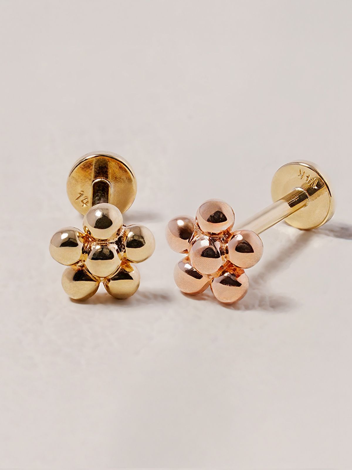 미니멀피어싱(MINIMALPIERCING) [0.8mm]14K 인터널 러블리 통통 꽃볼 라블렛 피어싱 귀걸이