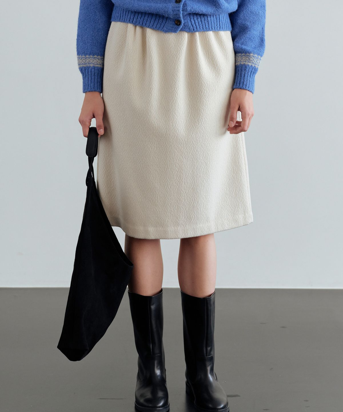 더라이(THERYE) Tuck Midi Skirt(Ivory)