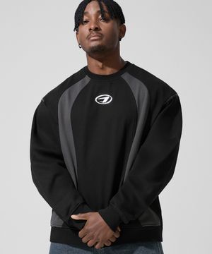 메탈 심볼 포켓 배색 맨투맨_블랙