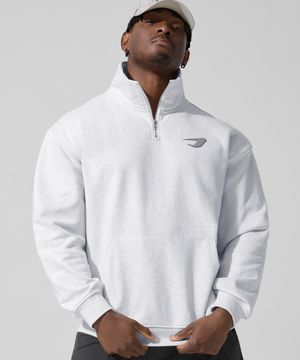 TPU 로고 오버핏 아노락 맨투맨_멜란지 화이트