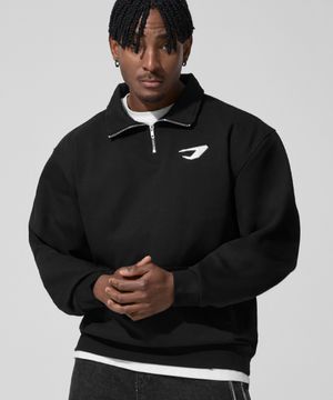 TPU 로고 오버핏 아노락 맨투맨_블랙