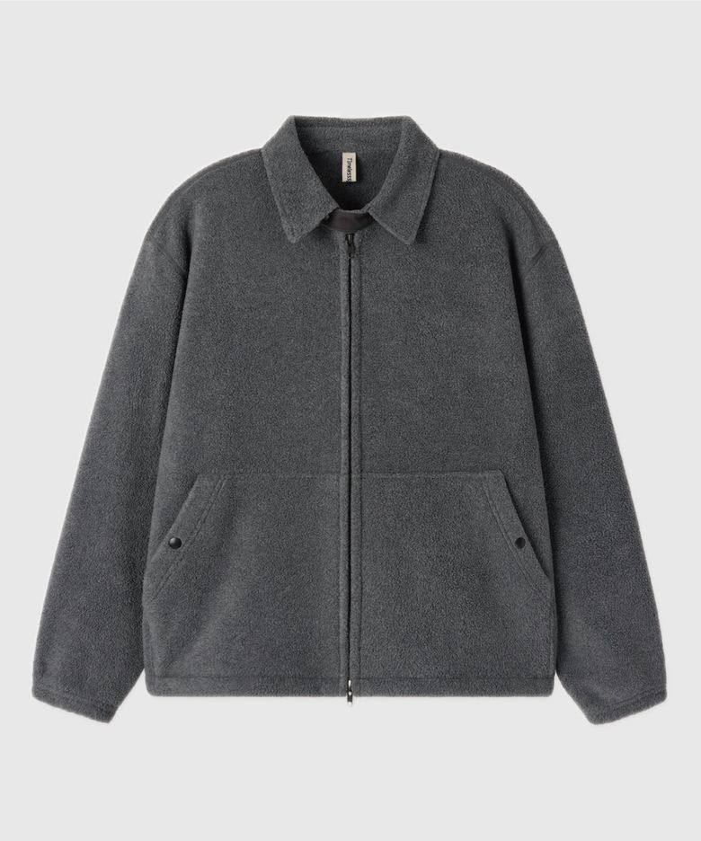 Fleece Zip-up Swing Top Melange Chacoal