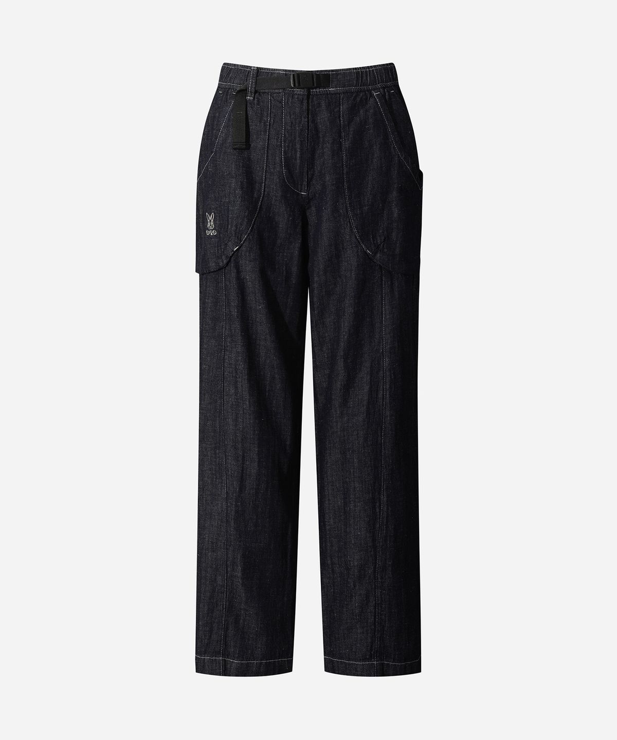 디오디(DOD) 여성) 린넨 데님 세미오버핏 래빗팬츠(DARK INDIGO)