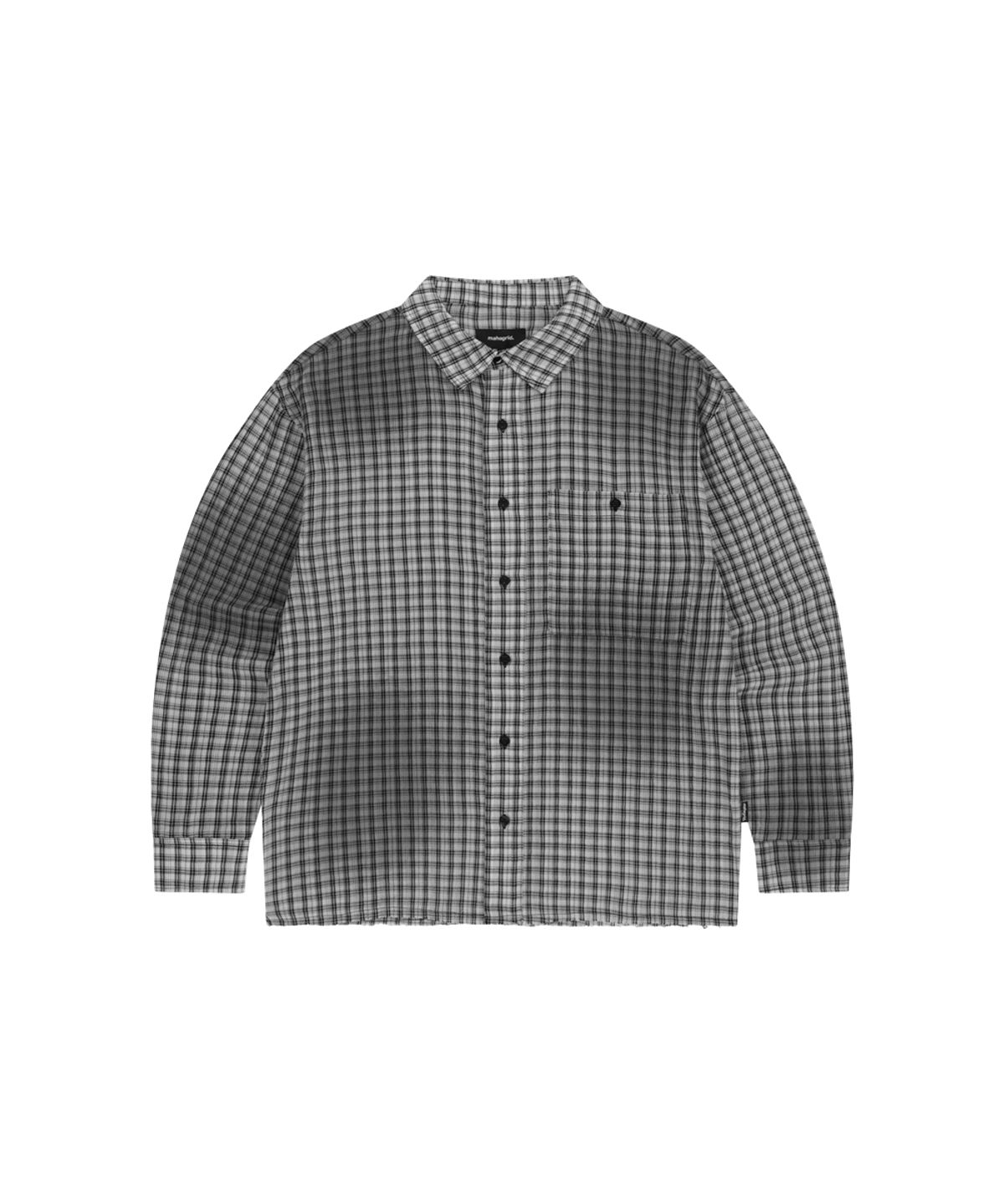 마하그리드(MAHAGRID) SPRAY DYEING CHECK CROP SHIRT BLACK(MG2GSMW322A)