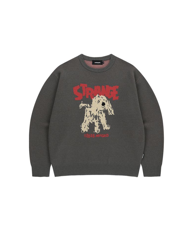 STRANGE PUPPY KNIT SWEATER CHARCOAL(MG2FFMK603A)