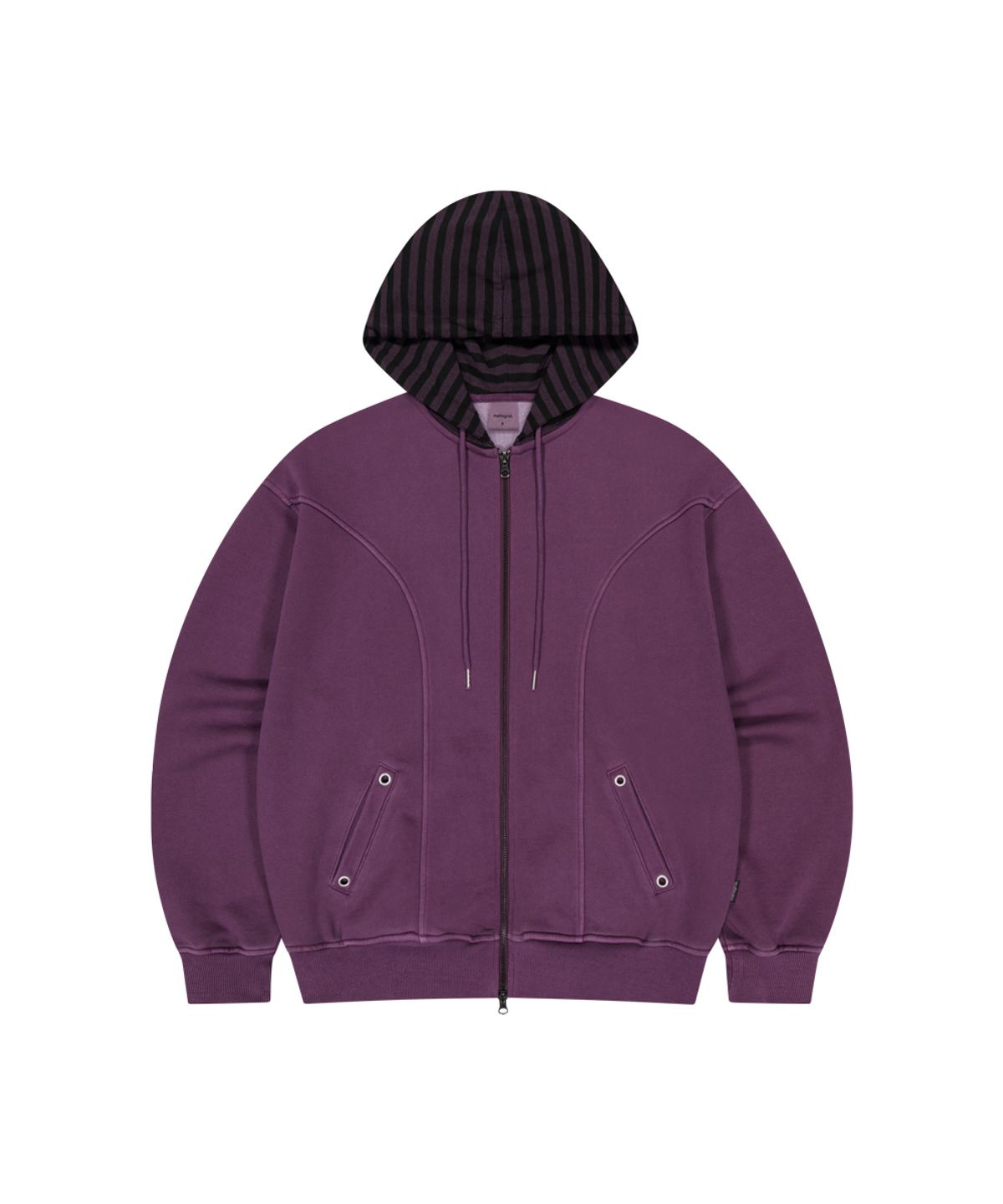 마하그리드(MAHAGRID) PIGMENT STRIPE MIXED ZIP UP HOODIE PURPLE(MG2FFFM492A)