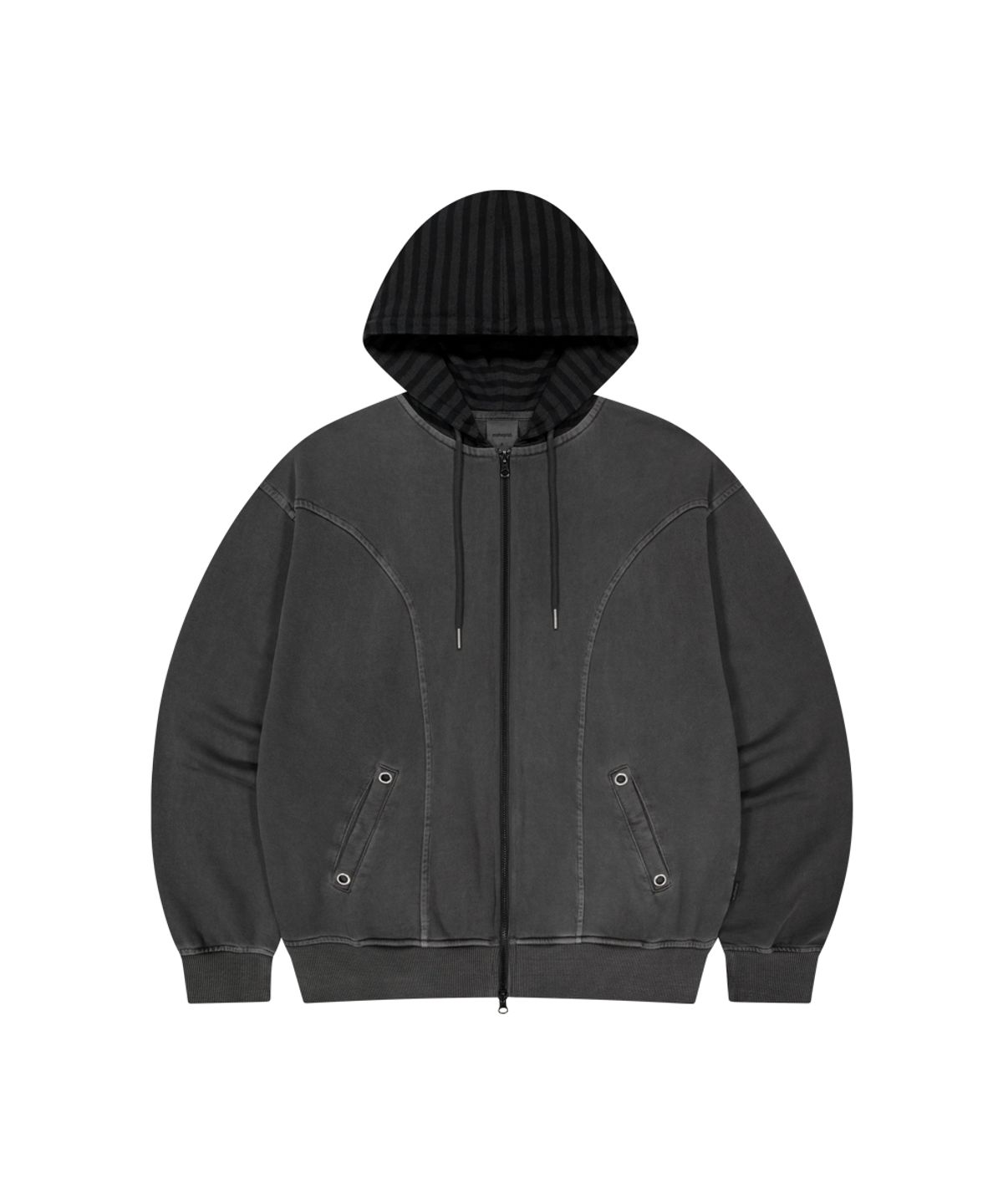 마하그리드(MAHAGRID) PIGMENT STRIPE MIXED ZIP UP HOODIE CHARCOAL(MG2FFFM492A)
