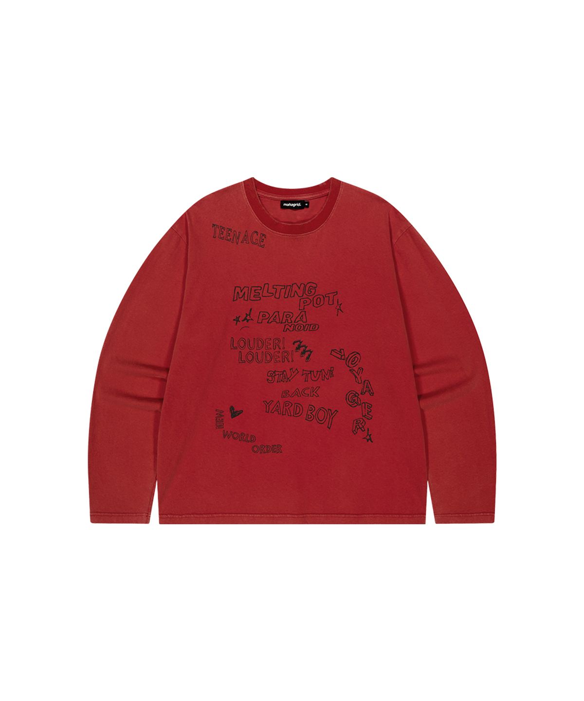 마하그리드(MAHAGRID) WASHED 10YEARS LS TEE RED(MG2GSMT565A)