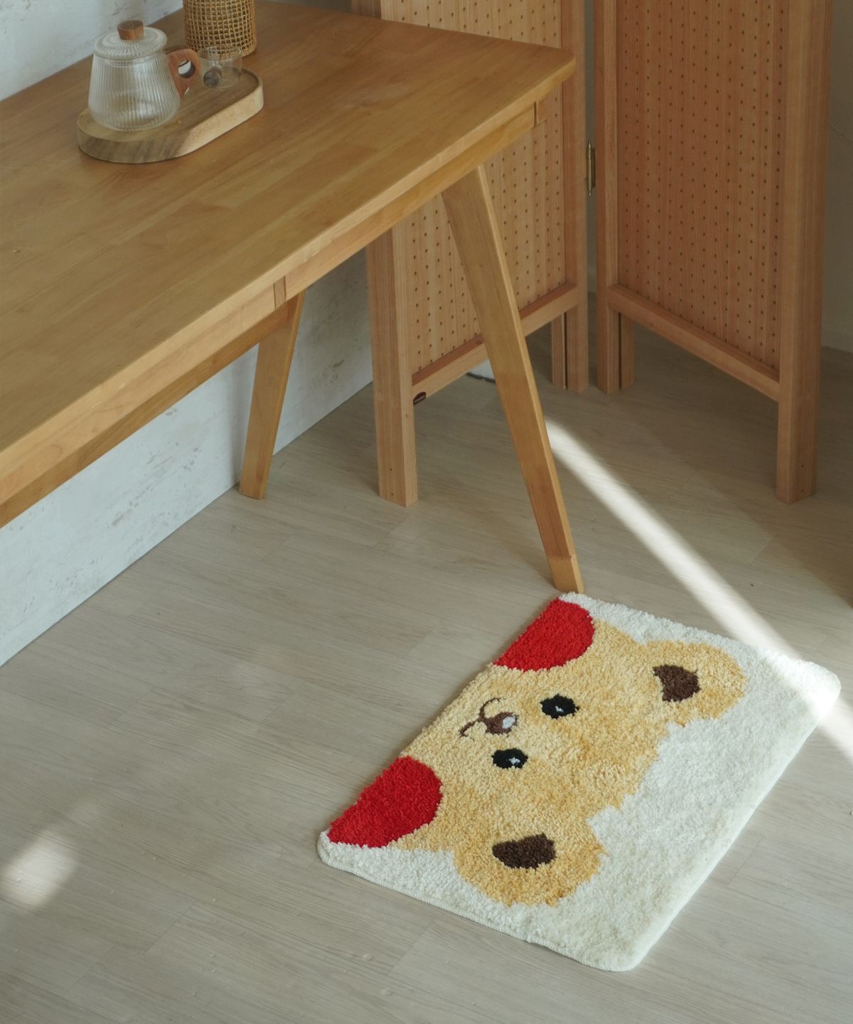 일레갈로(ILLREGALO) 러블리 해피 베어 곰돌이 캐릭터 자가드 러그 발매트