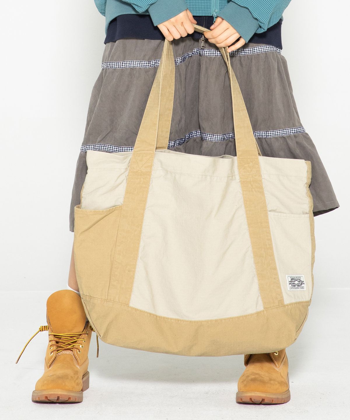 엑스톤즈(XTONZ) XTA108 립스탑 코튼 워싱 토트 백 (BEIGE)