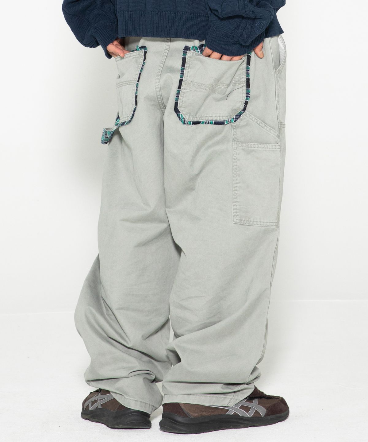 엑스톤즈(XTONZ) XP308 체크 카펜터 워싱 코튼 팬츠 (LIGHT GRAY)