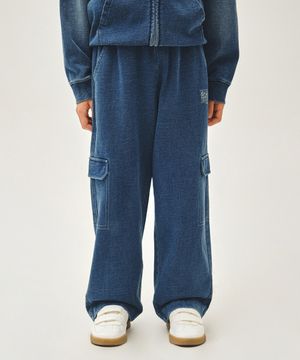 KIDS DOODLE CLASSIC LOGO CARGO SWEAT PANTS blue