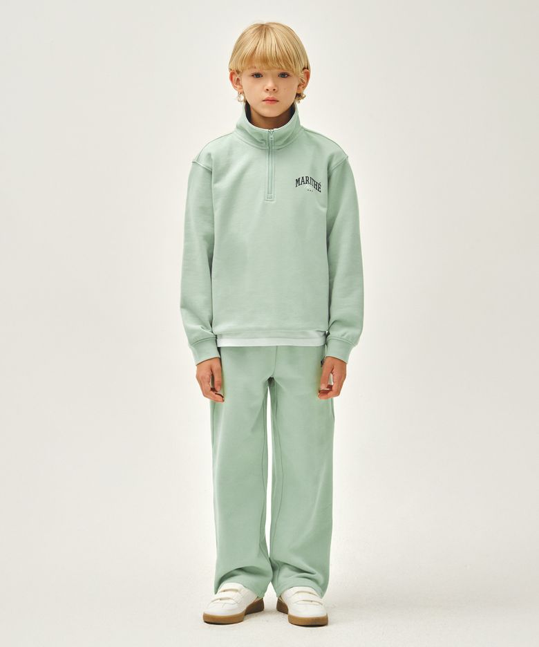 KIDS HALF ZIPUP SWEAT SET-UP mint