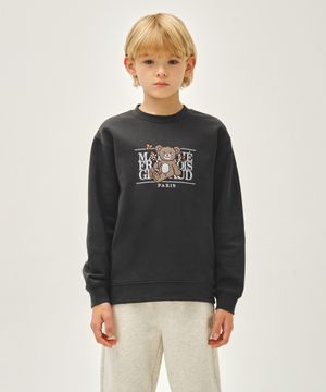 KIDS FLOWER BEAR CLASSIC LOGO REGEN SWEATSHIRT charcoal