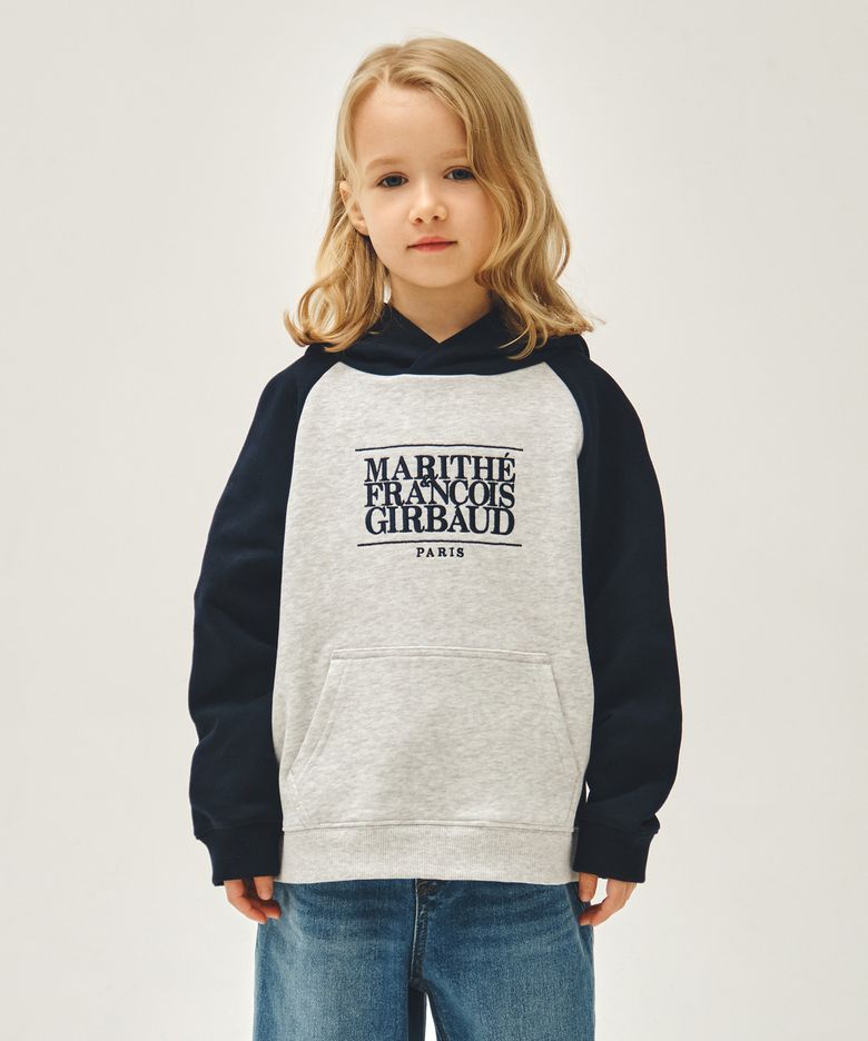 KIDS CLASSIC LOGO COLOR BLOCK RAGLAN HOODIE navy