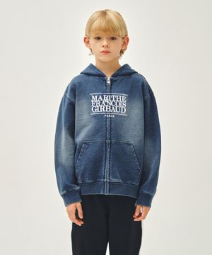 KIDS CLASSIC LOGO EMBROIDERY HOODIE ZIP-UP blue