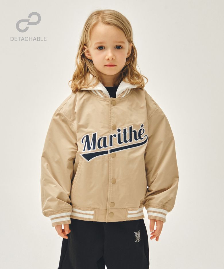 KIDS DETACHABLE BASEBALL JACKET beige