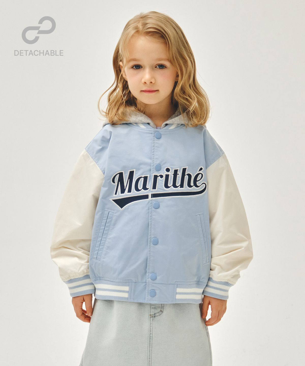 마리떼 키즈(MARITHÉ KIDS) KIDS DETACHABLE BASEBALL JACKET light blue