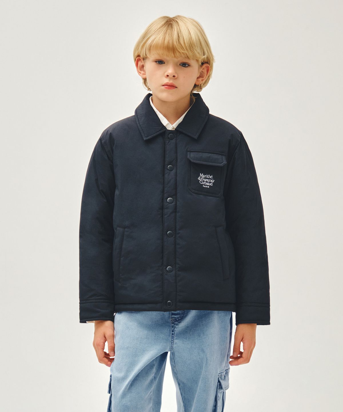 마리떼 키즈(MARITHÉ KIDS) KIDS LETTERING LOGO PADDED JACKET navy