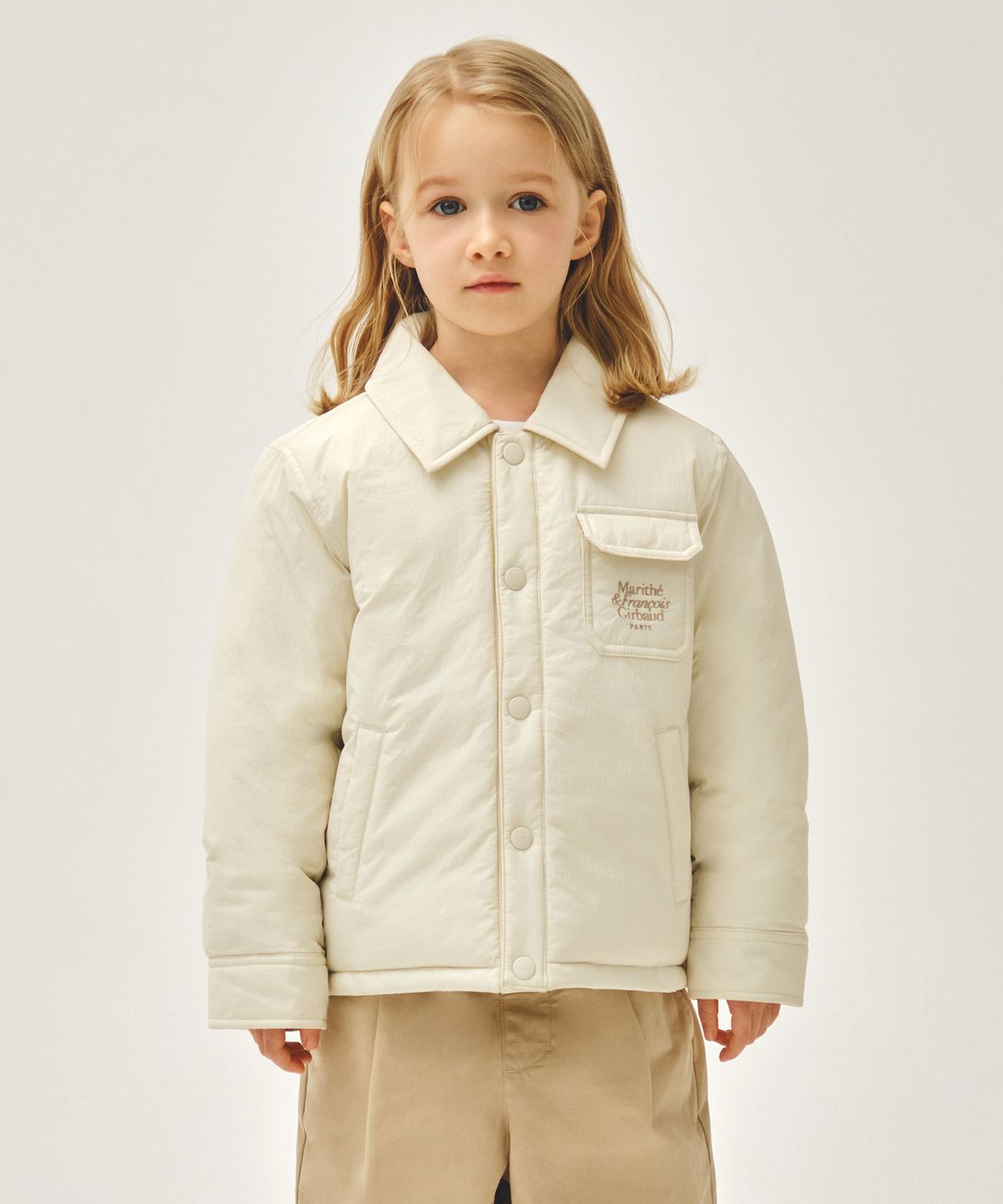 마리떼 키즈(MARITHÉ KIDS) KIDS LETTERING LOGO PADDED JACKET ivory