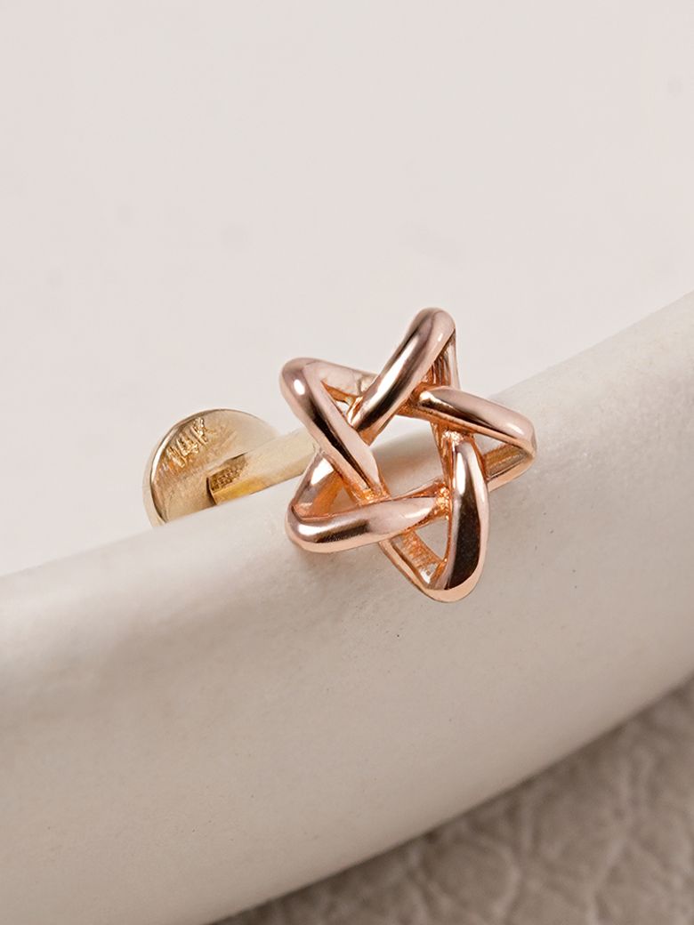 [0.8mm]14K 인터널 별 포인트 라블렛 피어싱 귀걸이